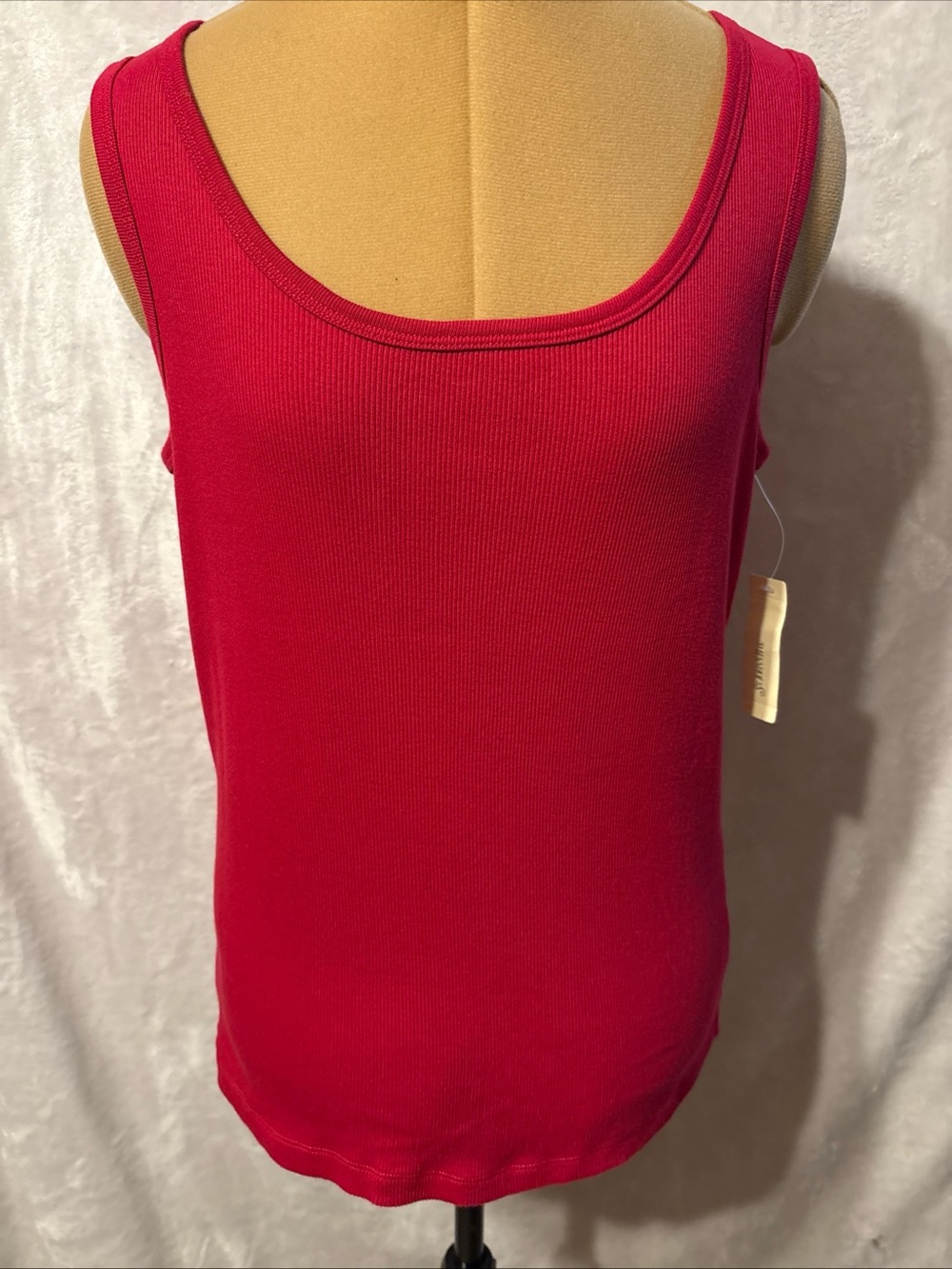 NWT St. John's Bay Red Ribbed Scoop Neck Tank